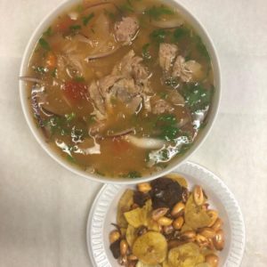 Fish Soup Made with Tuna, Cassava, Tomatoes and Onions