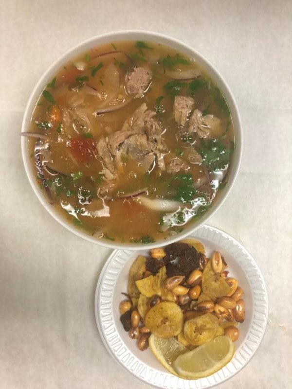 Fish Soup Made with Tuna, Cassava, Tomatoes and Onions